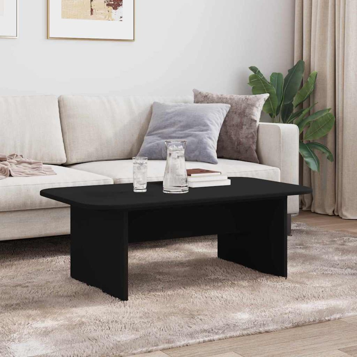 vidaXL Τραπεζάκι σαλονιού Μαύρο 93 x 53 x 33 εκ Επεξεργασμένο Ξύλο