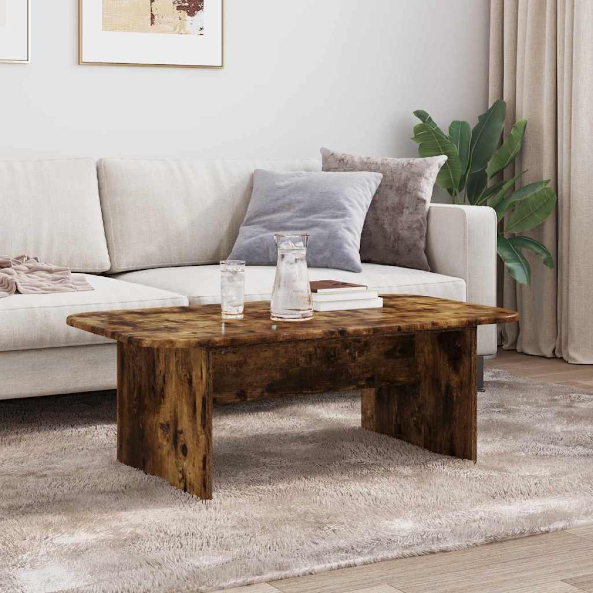 vidaXL Τραπεζάκι σαλονιού Καπνιστό Δρύς 93 x 53 x 33 εκ