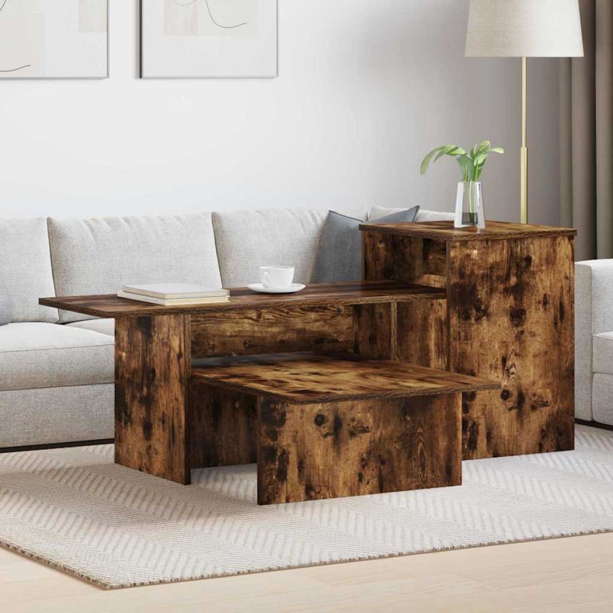 vidaXL Τραπέζι κονσόλας Καπνιστό Δρύς 91,5 x 35 x 38,5 εκ