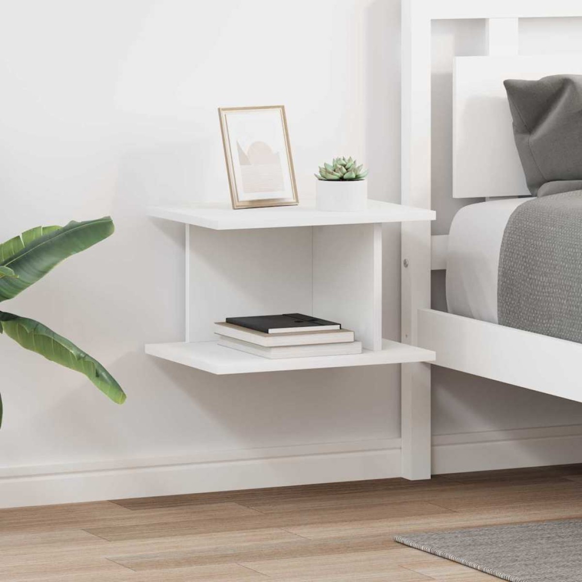 vidaXL Κομοδίνο 2 τμχ. Λευκό 40 x 30 x 25 εκ Επεξεργασμένο Ξύλο