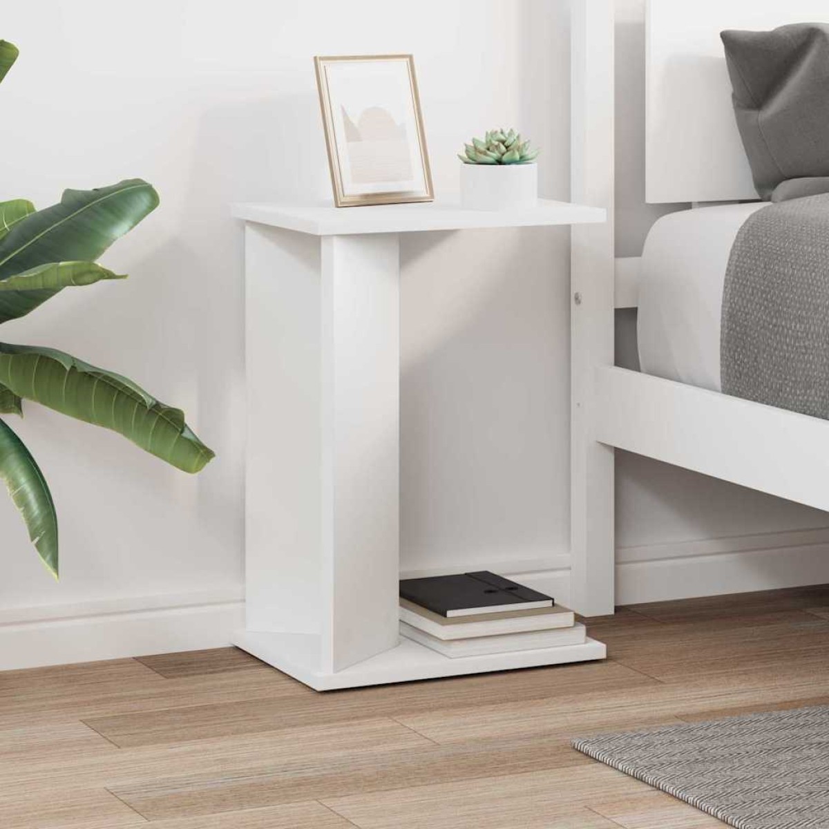 vidaXL End Table Λευκό 35 x 25 x 50 εκ Επεξεργασμένο Ξύλο