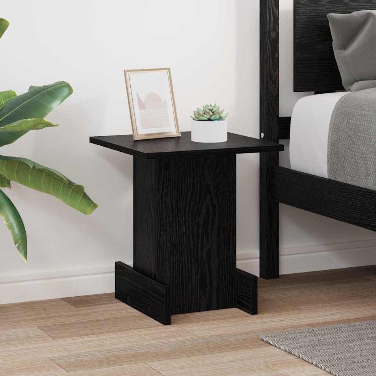 vidaXL End Table Μαύρη Οξυά 35,5 x 35 x 40 εκ Επεξεργασμένο Ξύλο