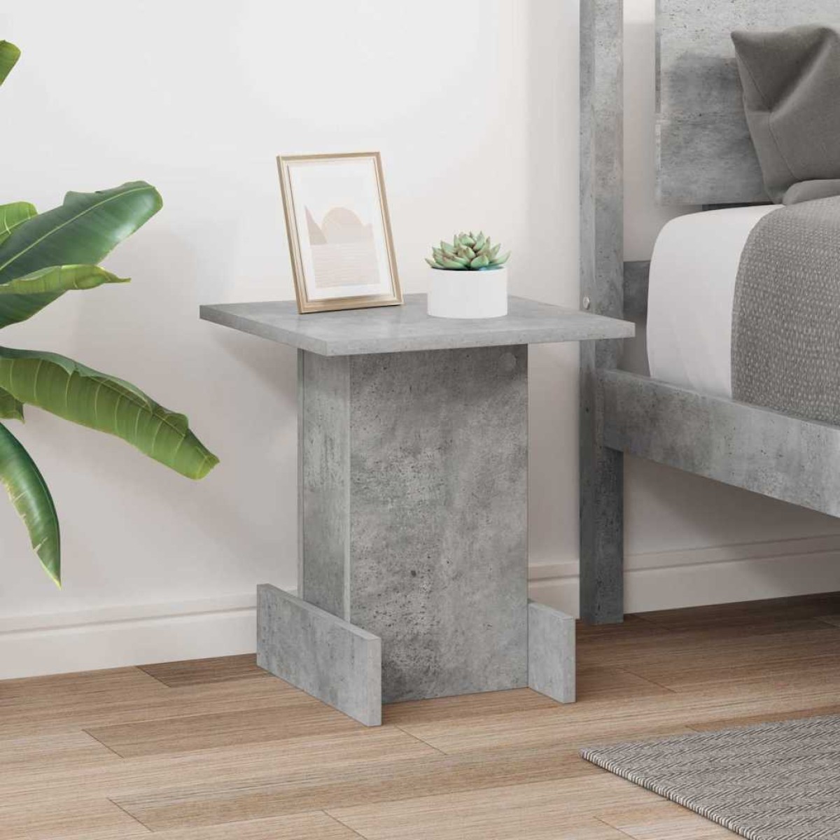 vidaXL End Table Σκυρόδεμα Γκρι 35,5 x 35 x 40 εκ Επεξεργασμένο Ξύλο