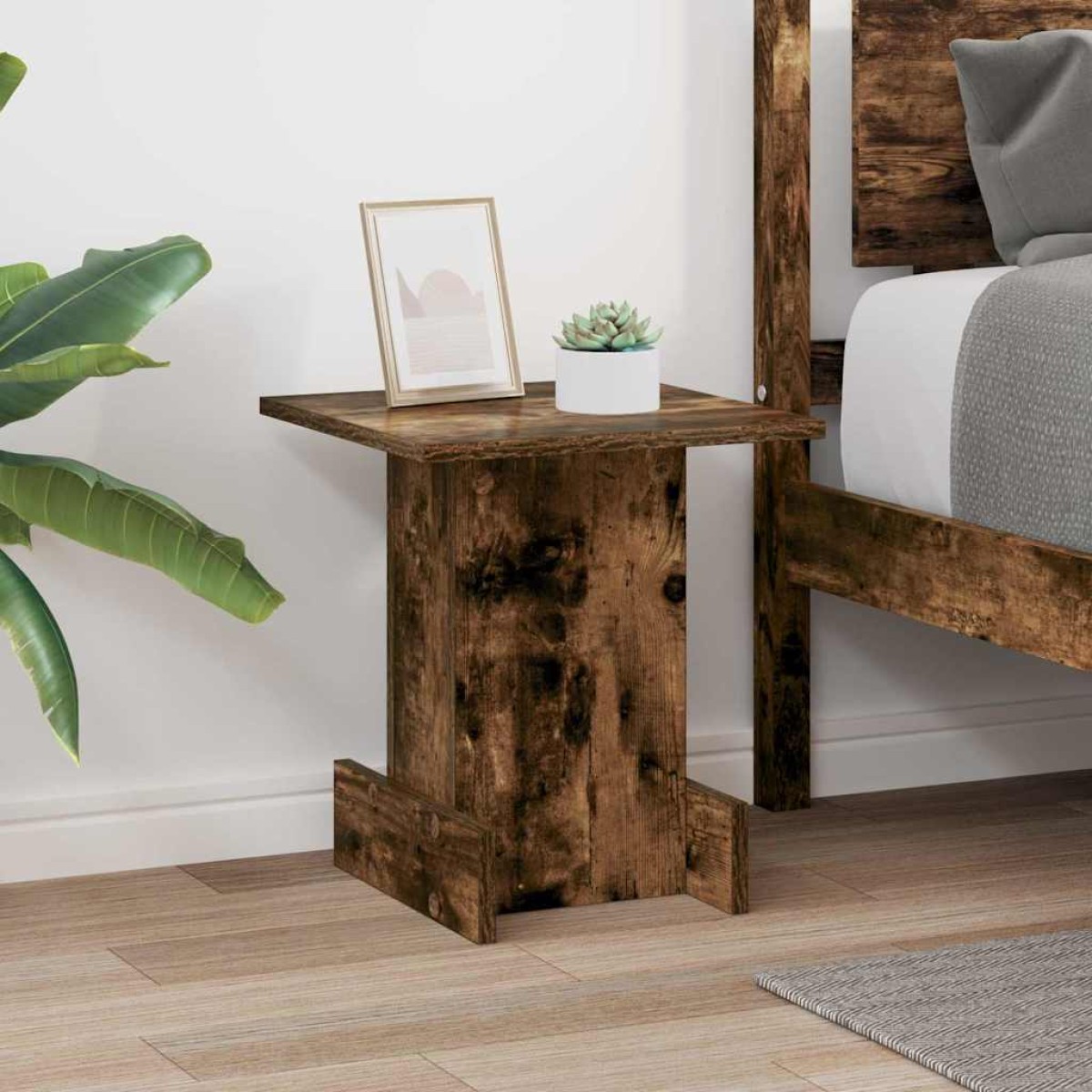 vidaXL End Table Καπνιστό Δρύς 35,5 x 35 x 40 εκ Επεξεργασμένο Ξύλο