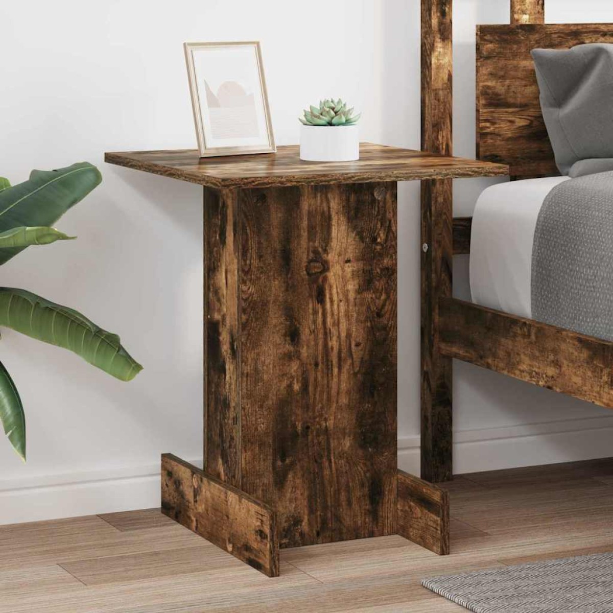 vidaXL End Table Καπνιστό Δρύς 44,5 x 45 x 55 εκ Επεξεργασμένο Ξύλο