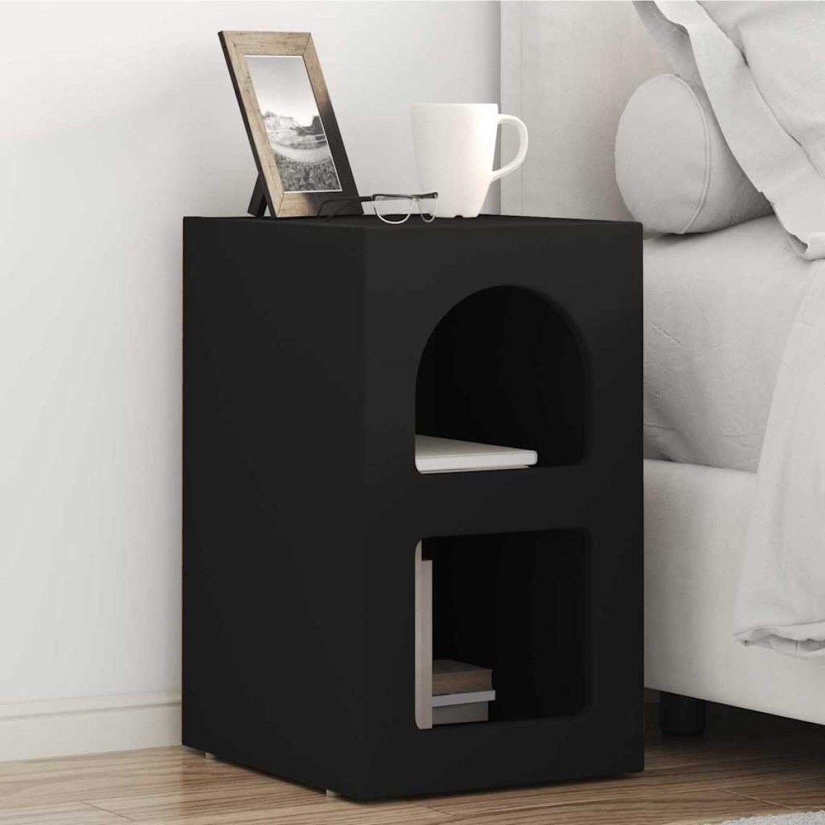 vidaXL Κομοδίνο ELST Μαύρο 29,5 x 33,5 x 50 εκ Επεξεργασμένο Ξύλο