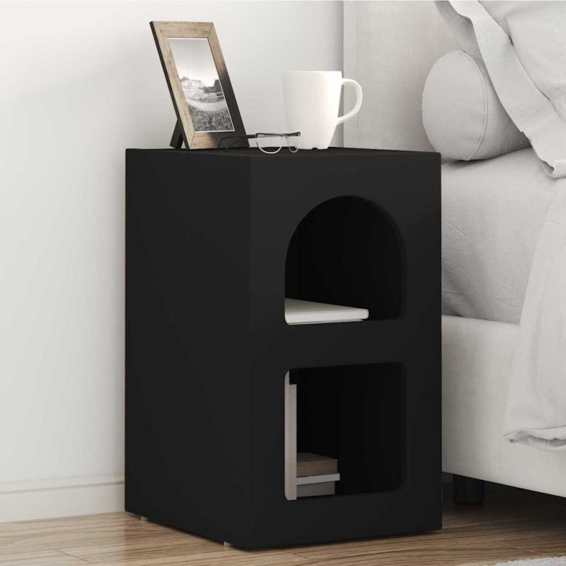 vidaXL Κομοδίνο ELST Μαύρο 29,5 x 33,5 x 50 εκ Επεξεργασμένο Ξύλο