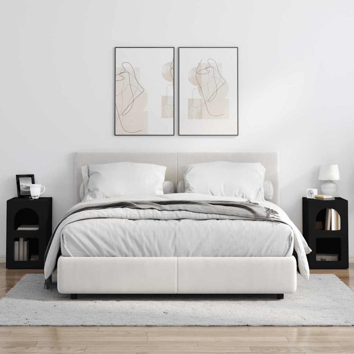 vidaXL Κομοδίνο ELST 2 τεμ. Μαύρο 29,5 x 33,5 x 50 εκ