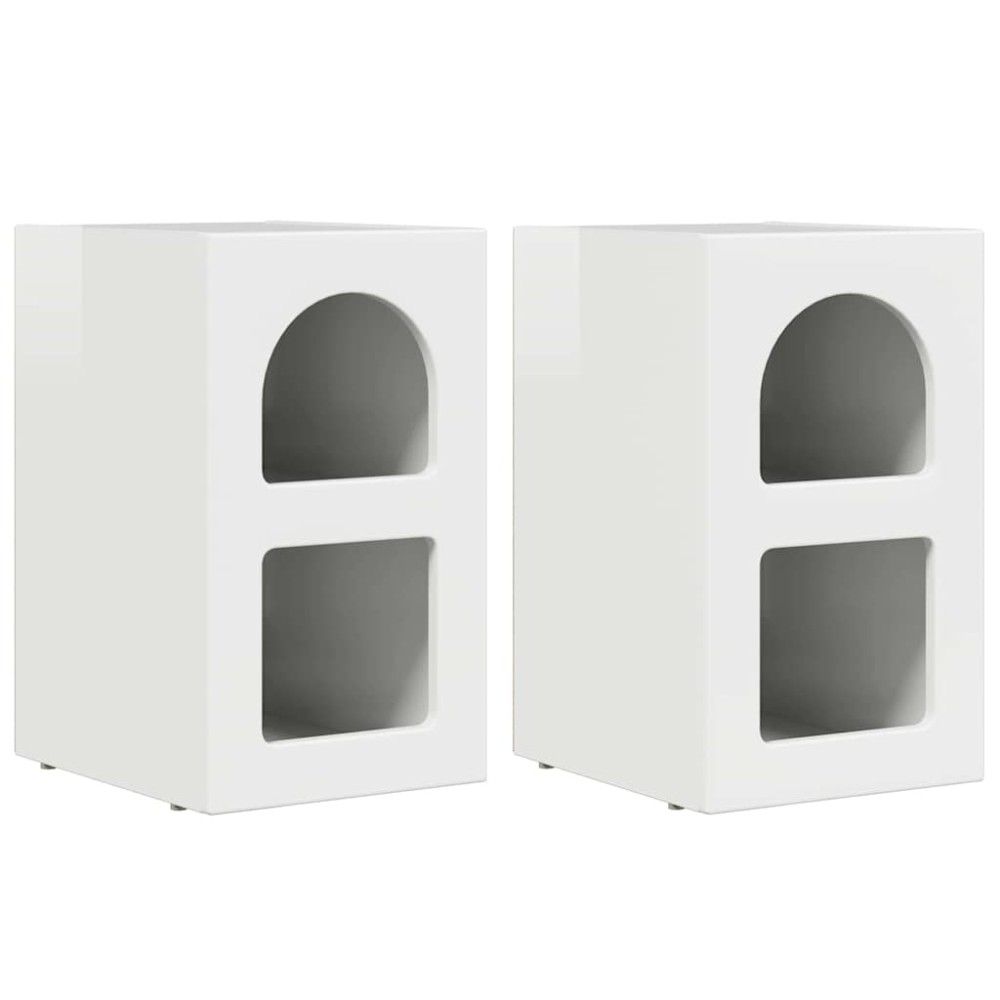 vidaXL Κομοδίνο ELST 2 τεμ. Υψηλής γυαλάδας λευκό 29,5 x 33,5 x 50 εκ