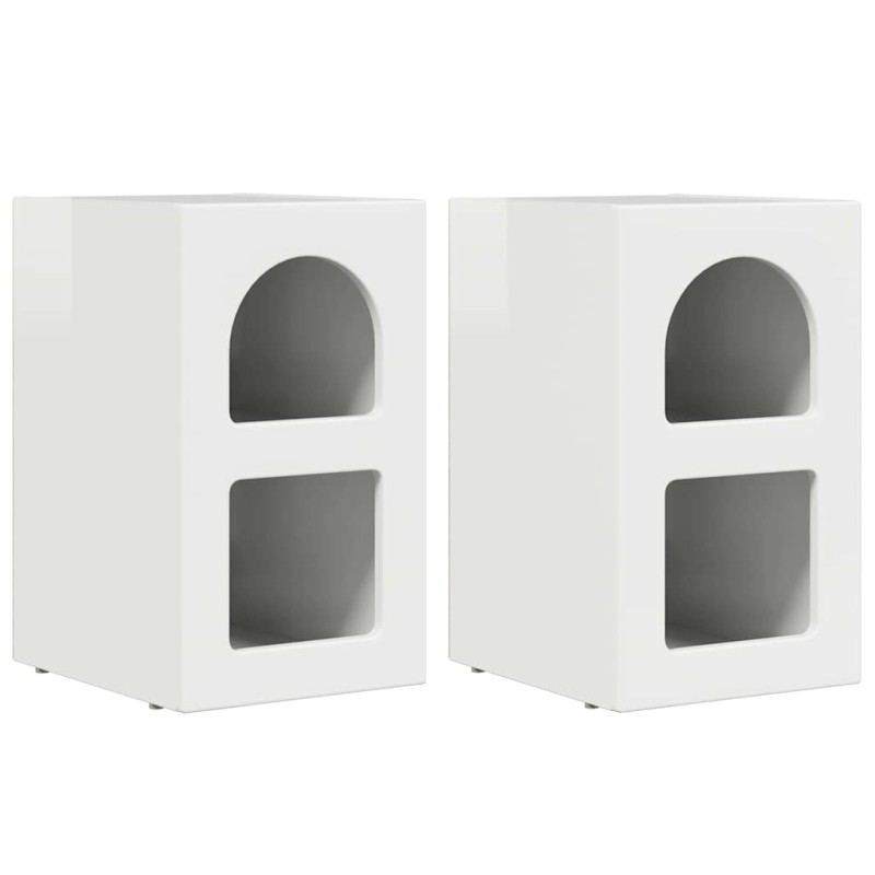 vidaXL Κομοδίνο ELST 2 τεμ. Υψηλής γυαλάδας λευκό 29,5 x 33,5 x 50 εκ