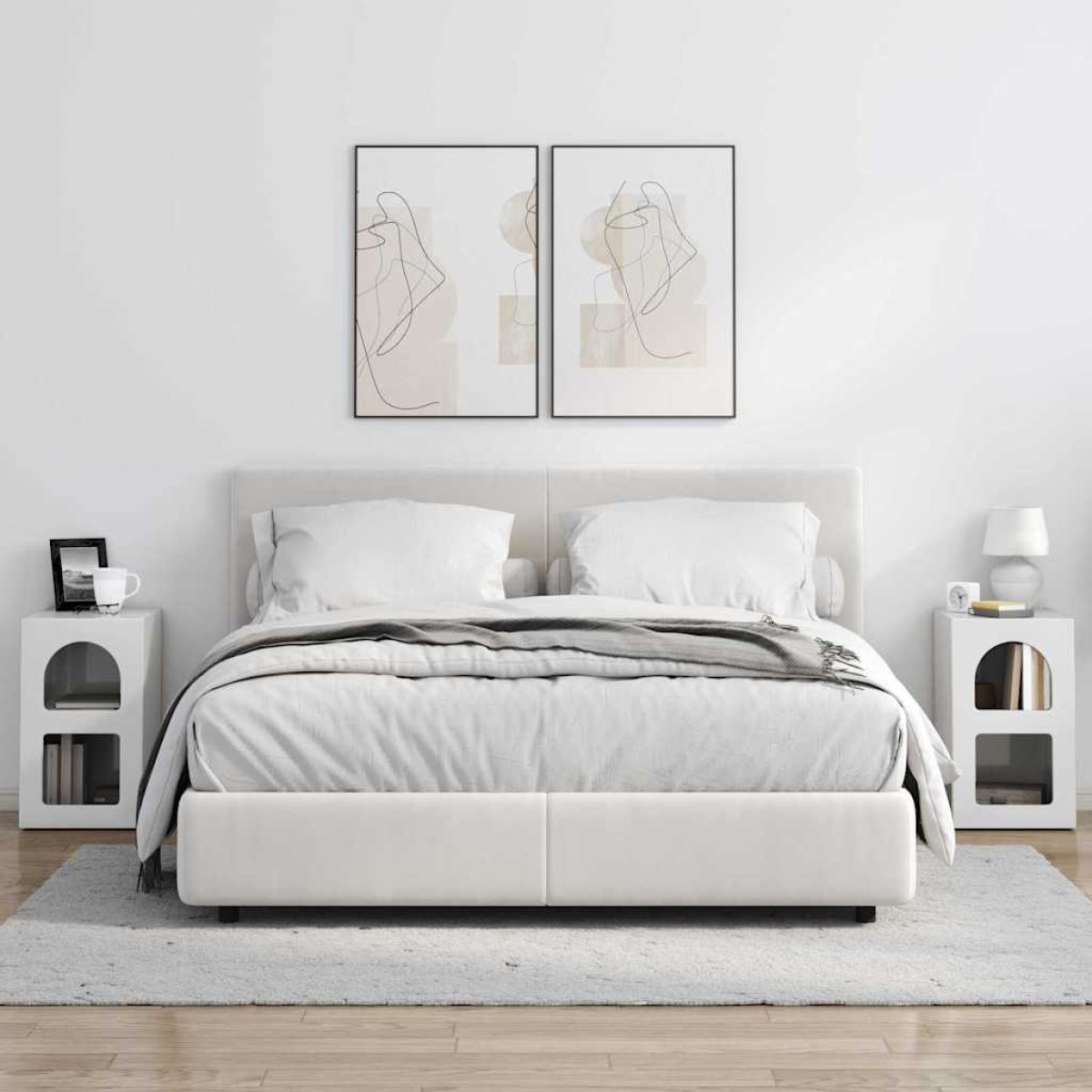 vidaXL Κομοδίνο ELST 2 τεμ. Υψηλής γυαλάδας λευκό 29,5 x 33,5 x 50 εκ
