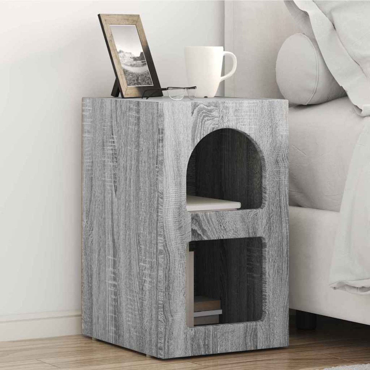 vidaXL Κομοδίνο ELST Γκρίζο Σονομα 29,5 x 33,5 x 50 εκ