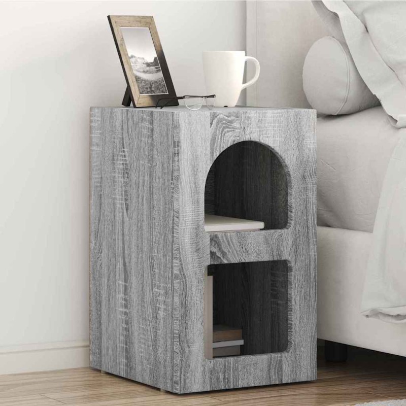 vidaXL Κομοδίνο ELST Γκρίζο Σονομα 29,5 x 33,5 x 50 εκ