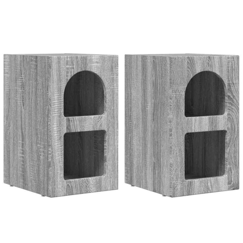 vidaXL Κομοδίνο ELST 2 τεμ. Γκρίζο Σονομα 29,5 x 33,5 x 50 εκ