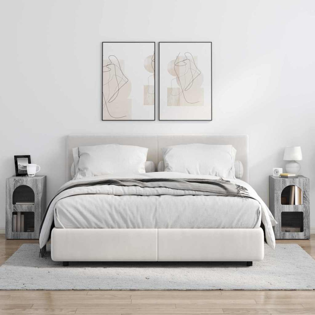 vidaXL Κομοδίνο ELST 2 τεμ. Γκρίζο Σονομα 29,5 x 33,5 x 50 εκ