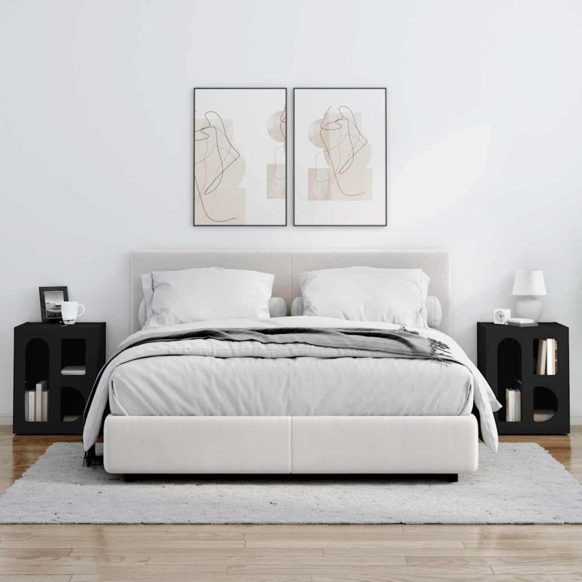vidaXL Κομοδίνο ELST 2 τμχ. Μαύρο 40 x 35 x 50 εκ. Επεξεργασμένο Ξύλο