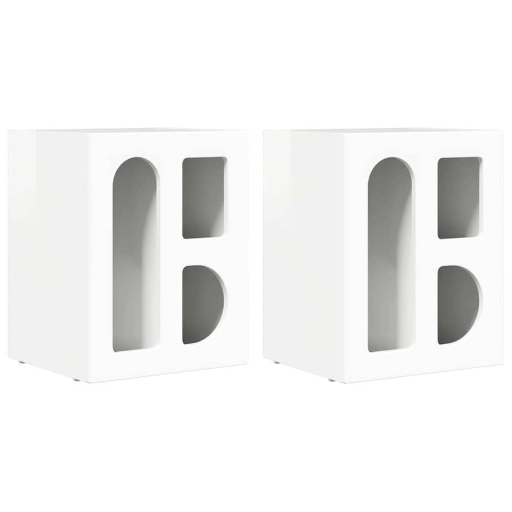 vidaXL Κομοδίνο ELST 2 τμχ. Υψηλής γυαλάδας λευκό 40 x 35 x 50 εκ.