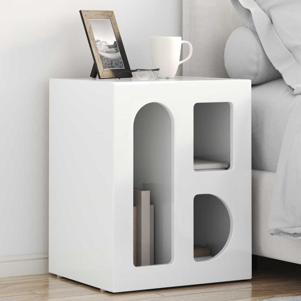 vidaXL Κομοδίνο ELST 2 τμχ. Υψηλής γυαλάδας λευκό 40 x 35 x 50 εκ.
