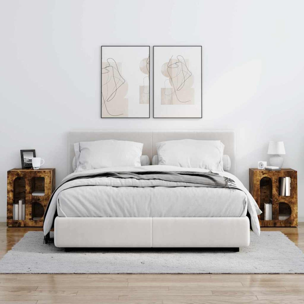 vidaXL Κομοδίνο ELST 2 τμχ. Καπνιστό Δρύς 40 x 35 x 50 εκ.