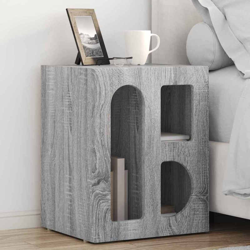 vidaXL Κομοδίνο ELST Γκρίζο Σονομα 40 x 35 x 50 εκ. Επεξεργασμένο Ξύλο