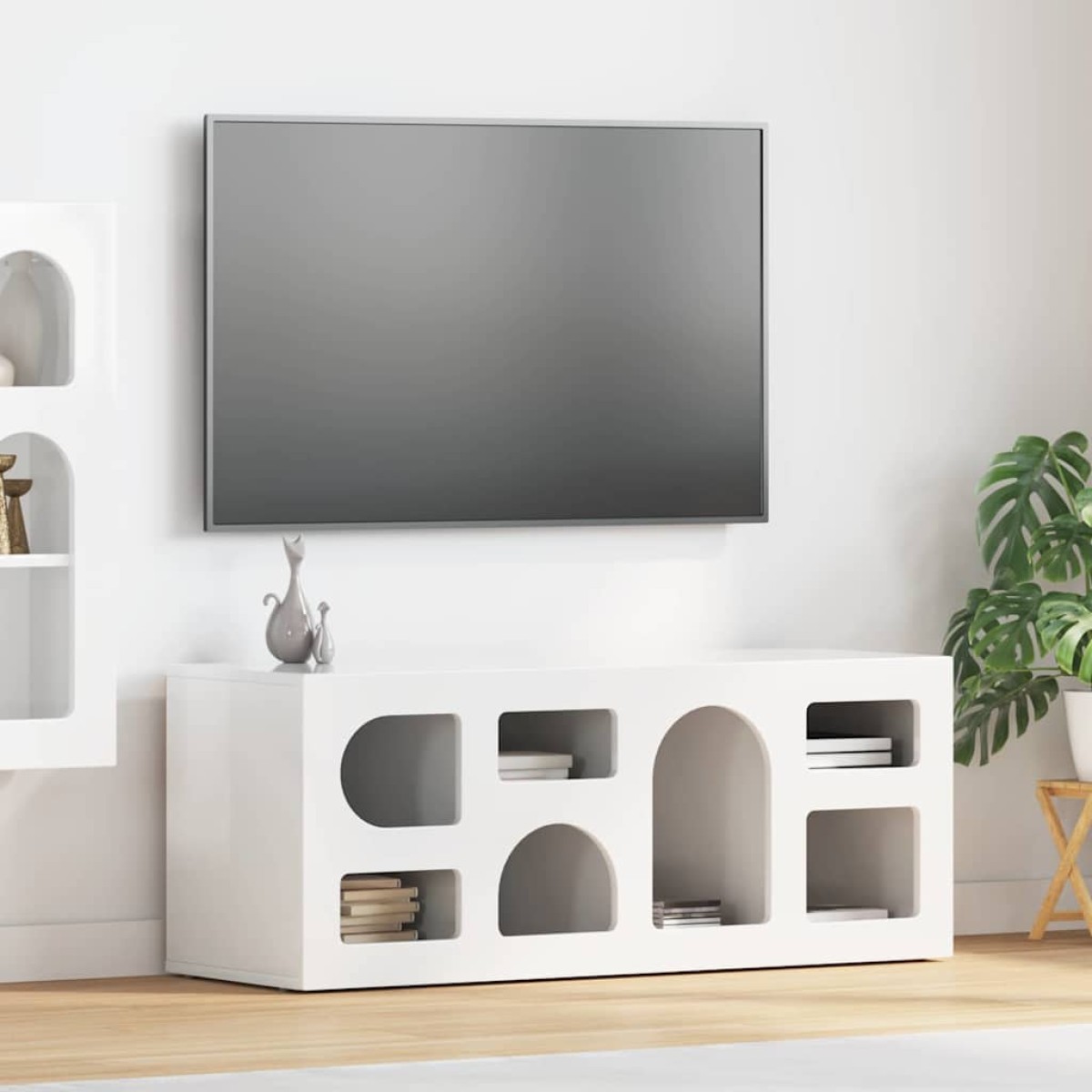 vidaXL Ντουλάπι TV ELST 100 x 35 x 40 εκ Υψηλής γυαλάδας λευκό