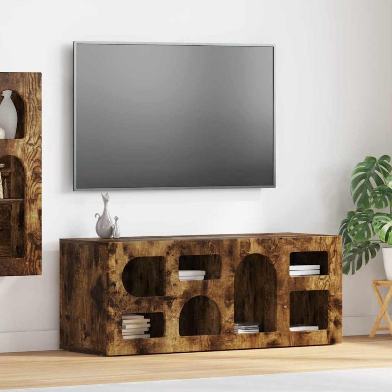 vidaXL Ντουλάπι TV ELST 100 x 35 x 40 εκ Καπνιστό Δρύς