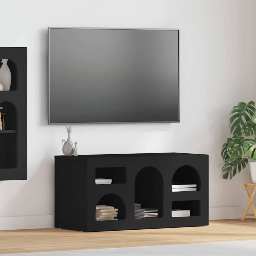 vidaXL Ντουλάπι TV ELST 80 x 35 x 40 εκ Μαύρο Επεξεργασμένο Ξύλο