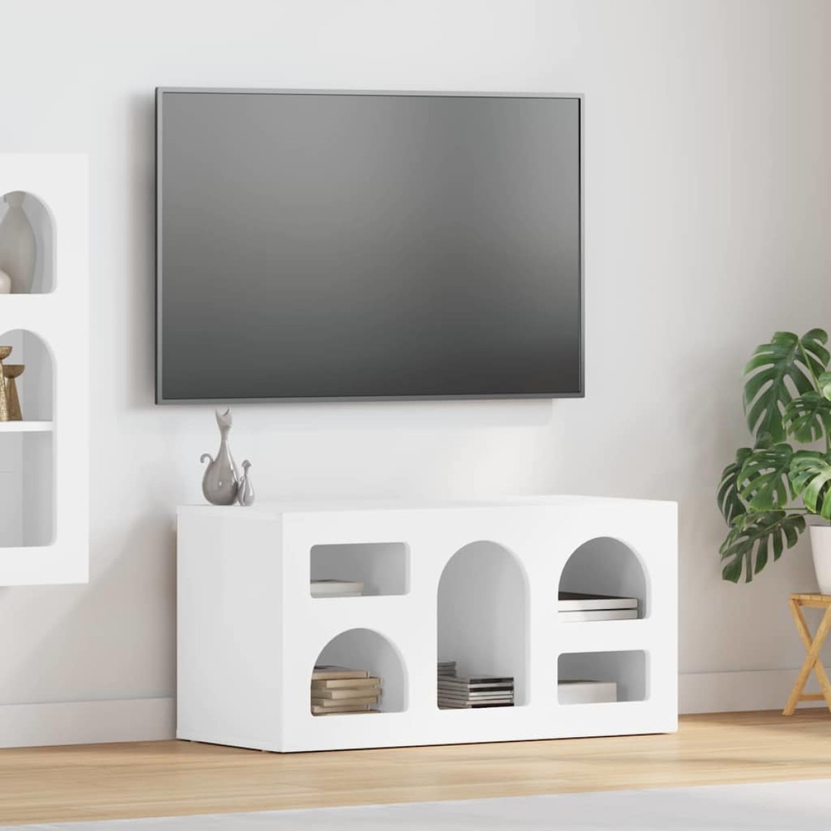 vidaXL Ντουλάπι TV ELST 80 x 35 x 40 εκ Υψηλής γυαλάδας λευκό