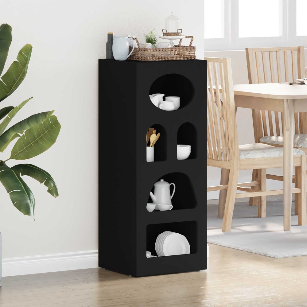 vidaXL Πλαϊνό γραφείο ELST Μαύρο 40 x 35 x 100,5 εκ Επεξεργασμένο Ξύλο