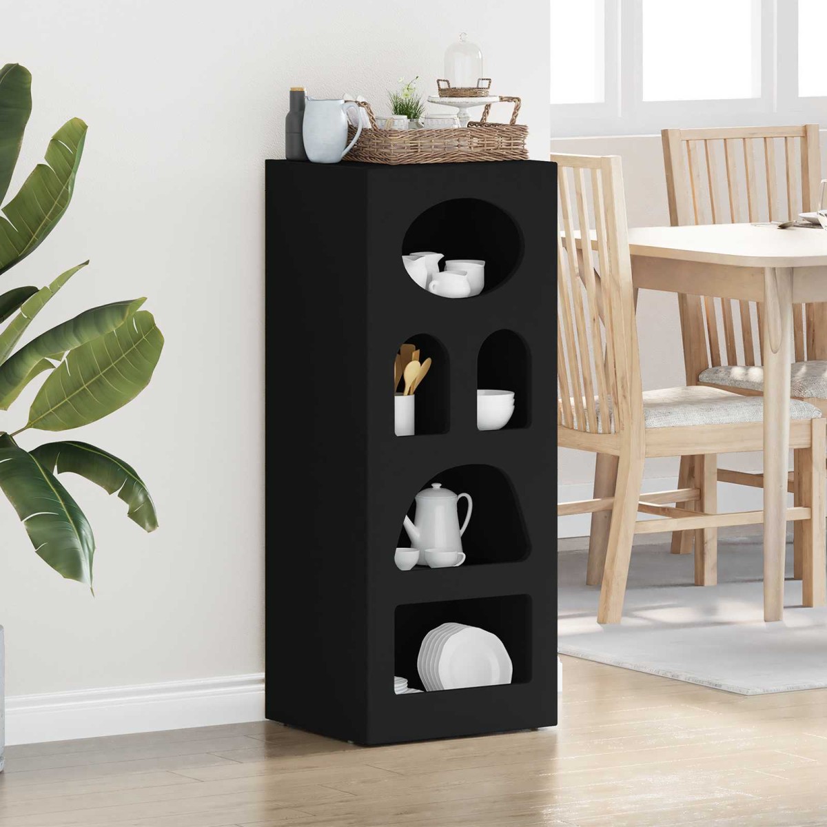 vidaXL Πλαϊνό γραφείο ELST Μαύρο 40 x 35 x 100,5 εκ Επεξεργασμένο Ξύλο