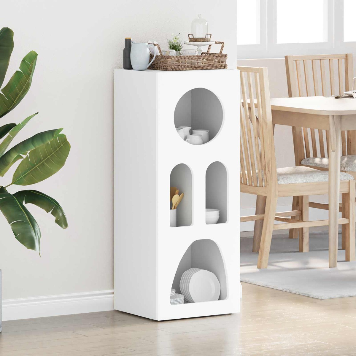 vidaXL Πλαϊνό γραφείο ELST Λευκό 40 x 35 x 100.5 εκ Επεξεργασμένο Ξύλο