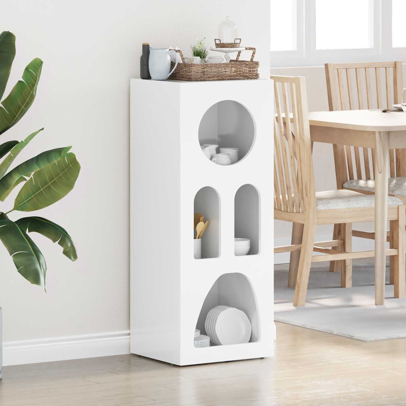 vidaXL Πλαϊνό γραφείο ELST Υψηλής γυαλάδας λευκό 40 x 35 x 100.5 εκ