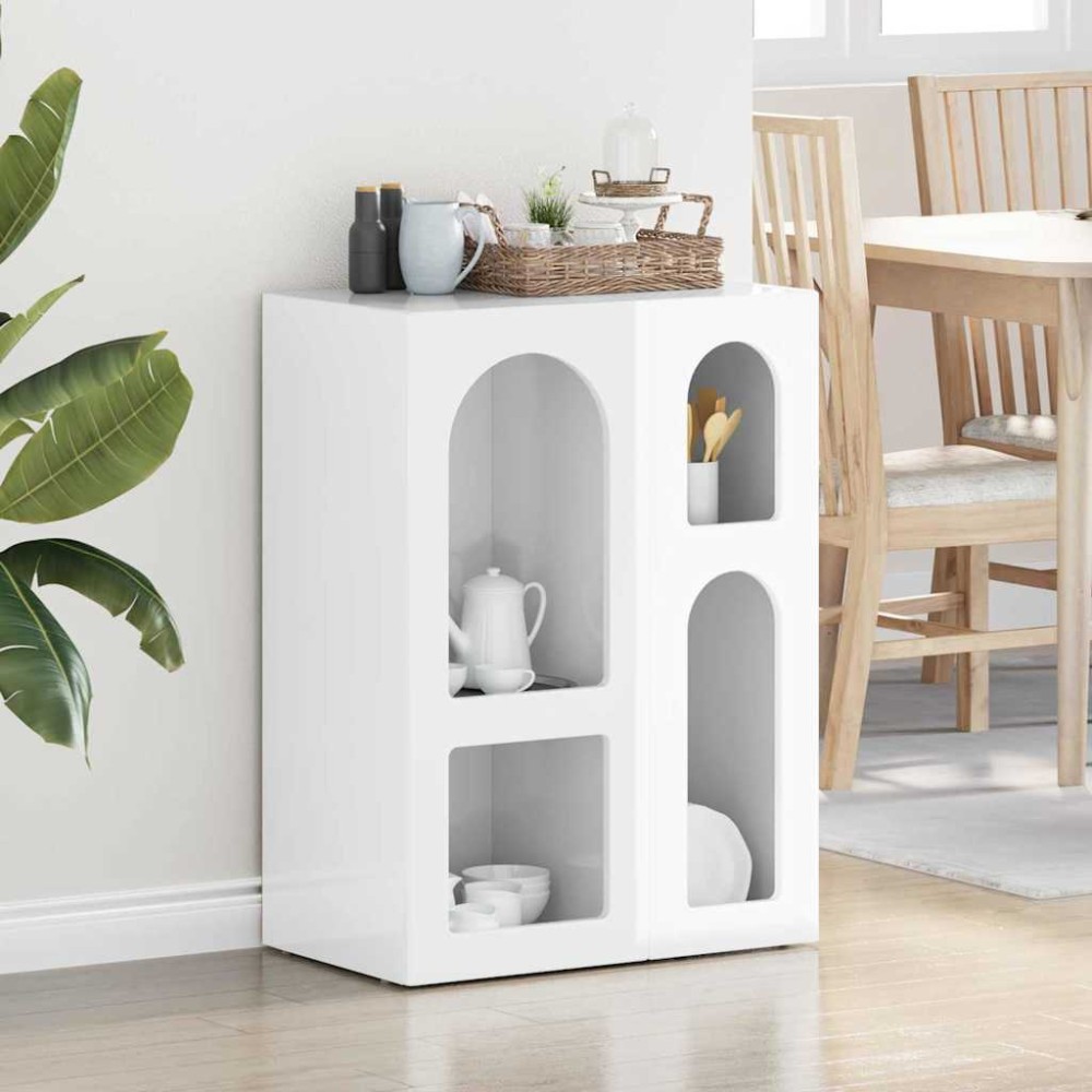 vidaXL Πλαϊνό γραφείο ELST Υψηλής γυαλάδας λευκό 59 x 35 x 80.5 εκ.