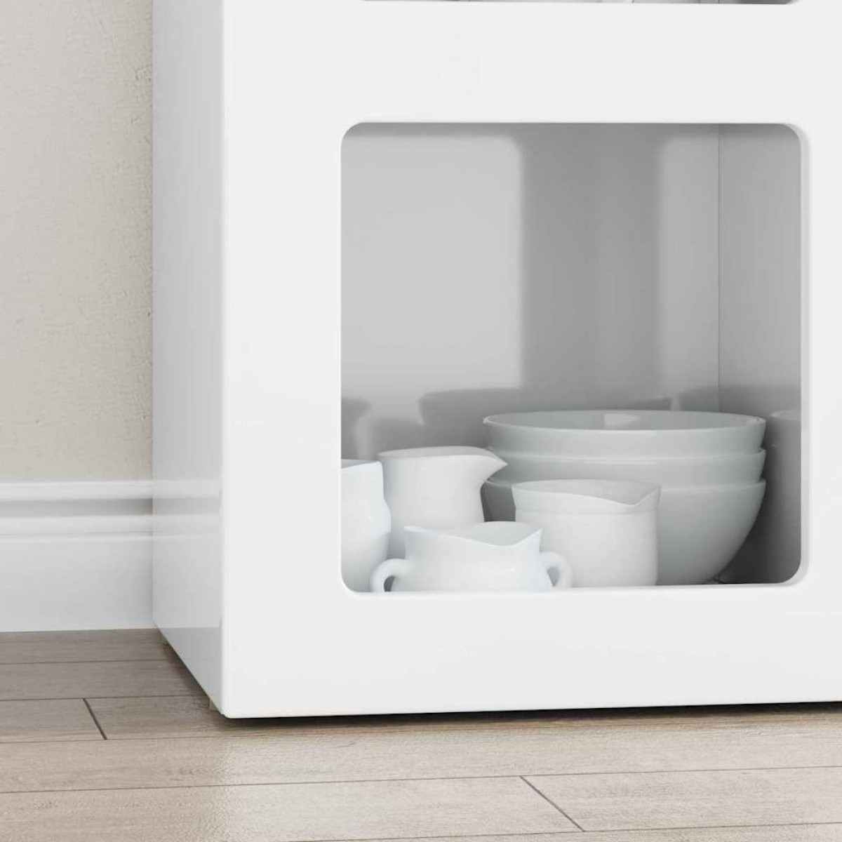 vidaXL Πλαϊνό γραφείο ELST Υψηλής γυαλάδας λευκό 59 x 35 x 80.5 εκ.