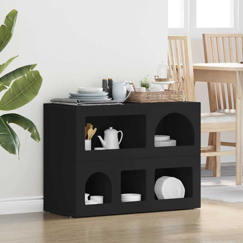 vidaXL Πλαϊνό γραφείο ELST Μαύρο 80.5 x 35 x 59 εκ. Επεξεργασμένο Ξύλο