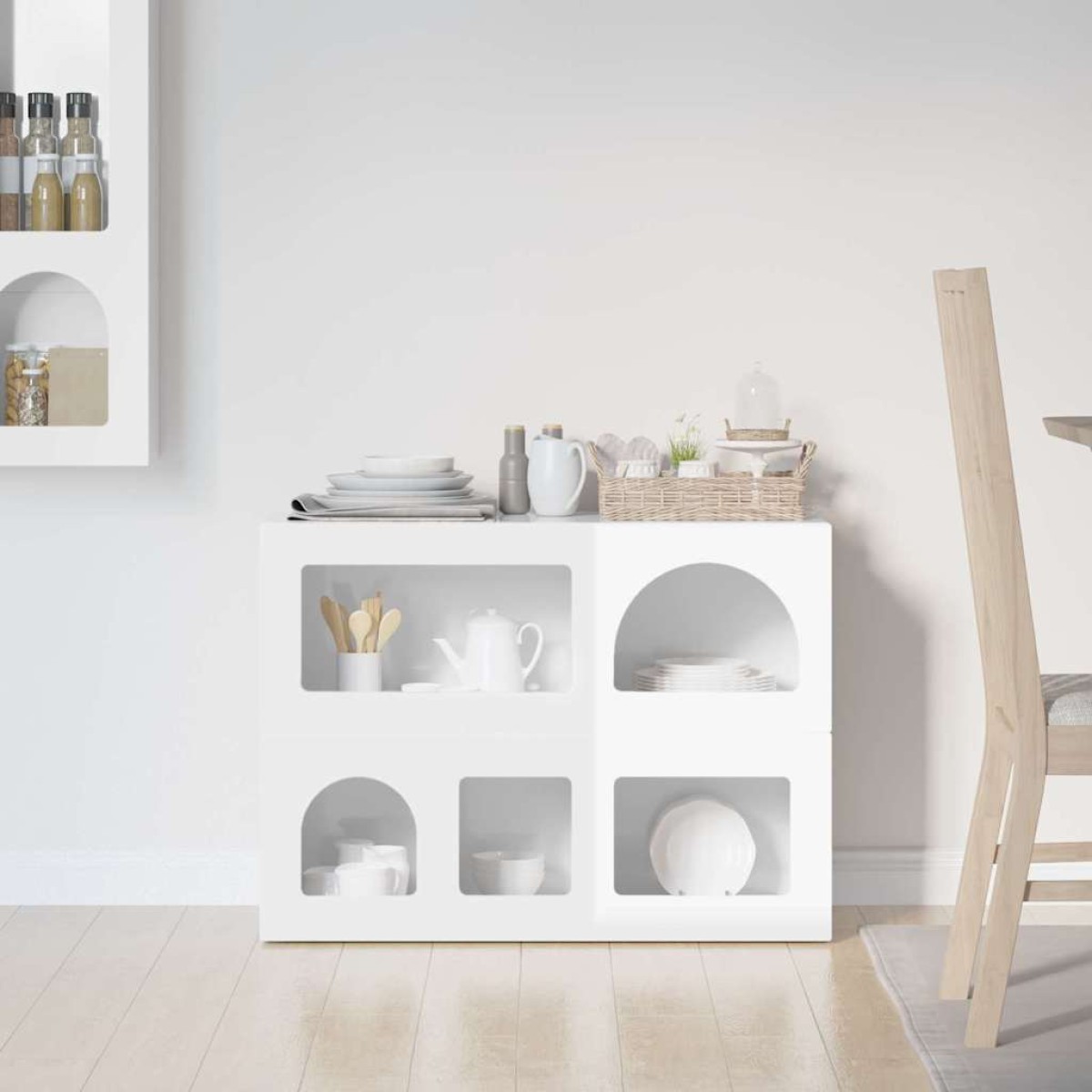 vidaXL Πλαϊνό γραφείο ELST Υψηλής γυαλάδας λευκό 80.5 x 35 x 59 εκ.