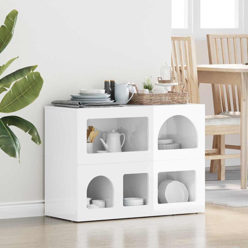 vidaXL Πλαϊνό γραφείο ELST Υψηλής γυαλάδας λευκό 80.5 x 35 x 59 εκ.