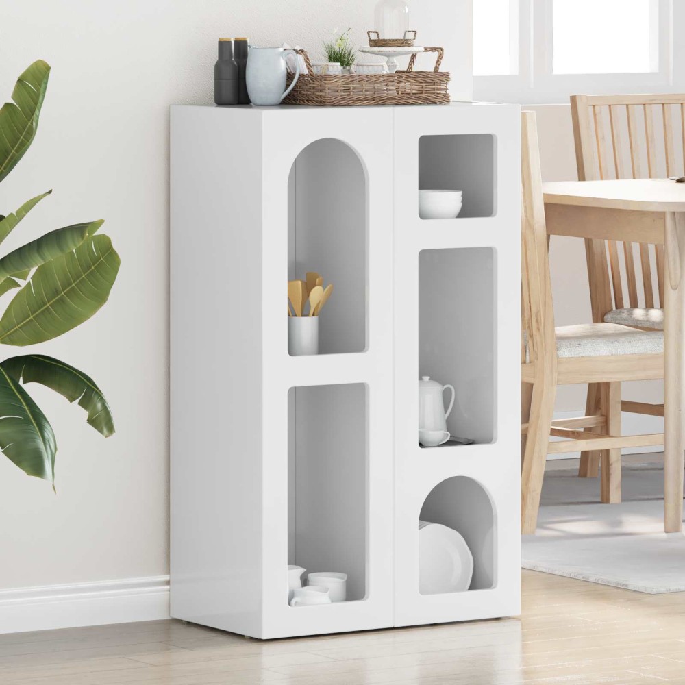 vidaXL Πλαϊνό γραφείο ELST Υψηλής γυαλάδας λευκό 59 x 35 x 100,5 εκ