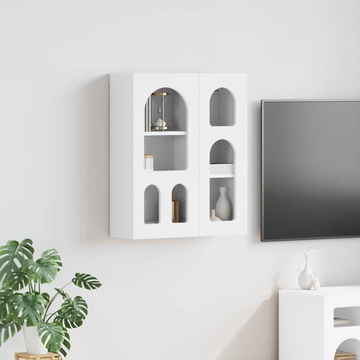 vidaXL Κρεμαστό ντουλάπι με ράφι ELST Λευκό 59 x 20 x 71,5 εκ