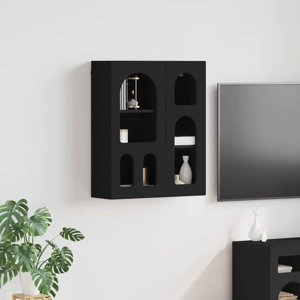 vidaXL Κρεμαστό ντουλάπι με ράφι ELST Μαύρο 59 x 20 x 71,5 εκ