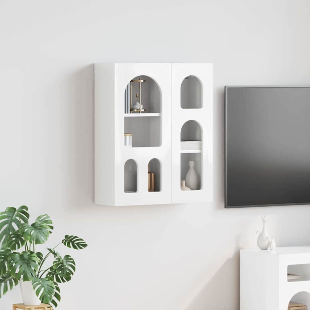 vidaXL Κρεμαστό ντουλάπι ELST Γυαλιστερό Λευκό 59 x 20 x 71,5 εκ