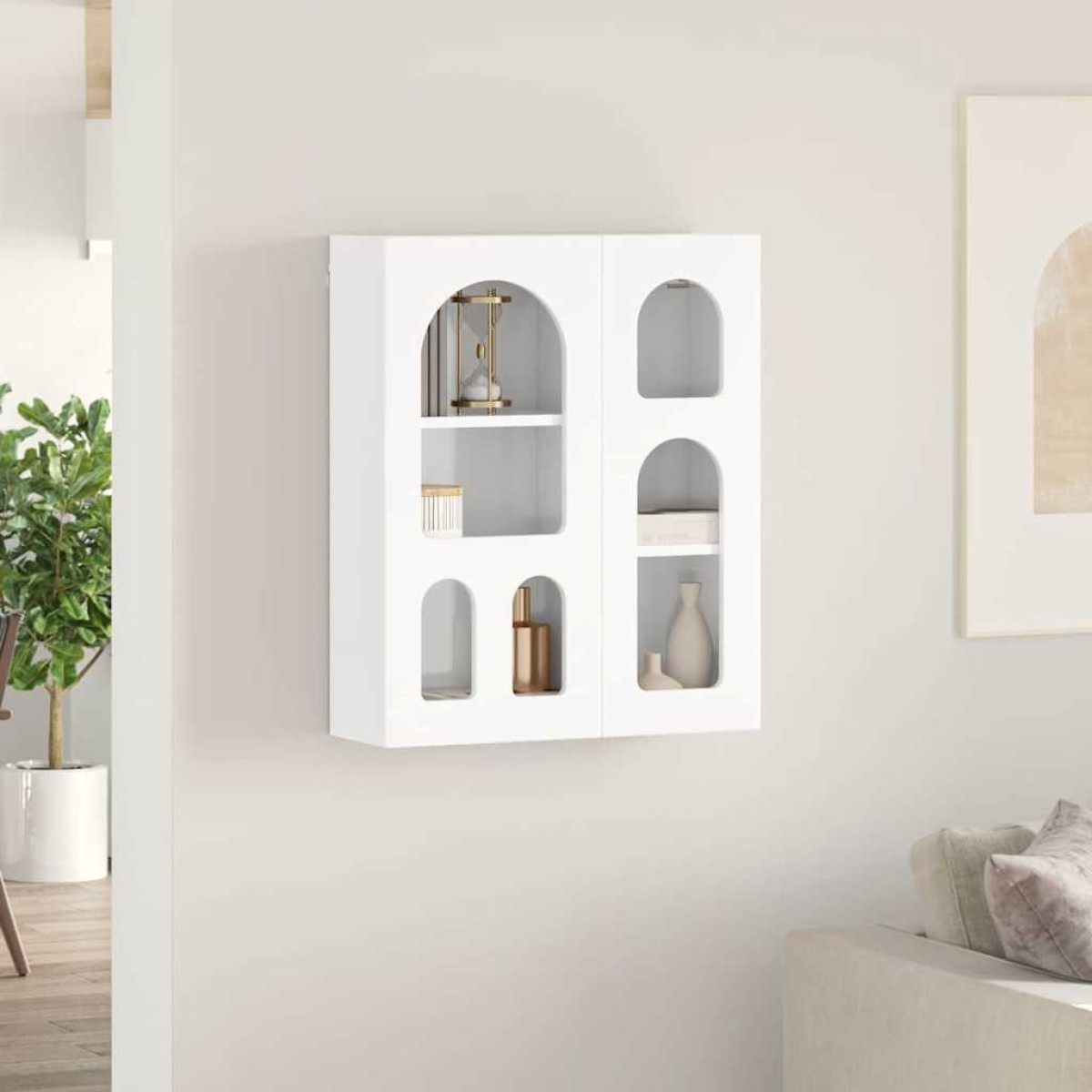 vidaXL Κρεμαστό ντουλάπι ELST Γυαλιστερό Λευκό 59 x 20 x 71,5 εκ