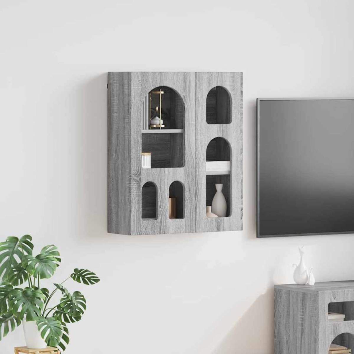 vidaXL Κρεμαστό ντουλάπι με ράφι ELST Γκρι Sonoma 59 x 20 x 71,5 εκ