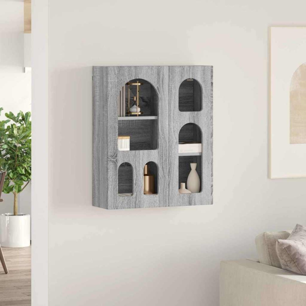 vidaXL Κρεμαστό ντουλάπι με ράφι ELST Γκρι Sonoma 59 x 20 x 71,5 εκ