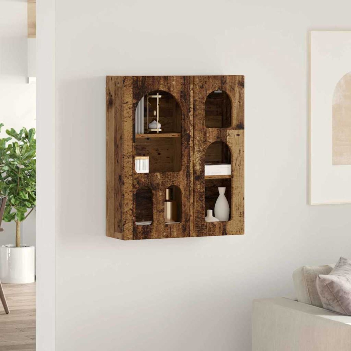 vidaXL Κρεμαστό ντουλάπι ELST Παλαιωμένο ξύλο 59 x 20 x 71,5 εκ