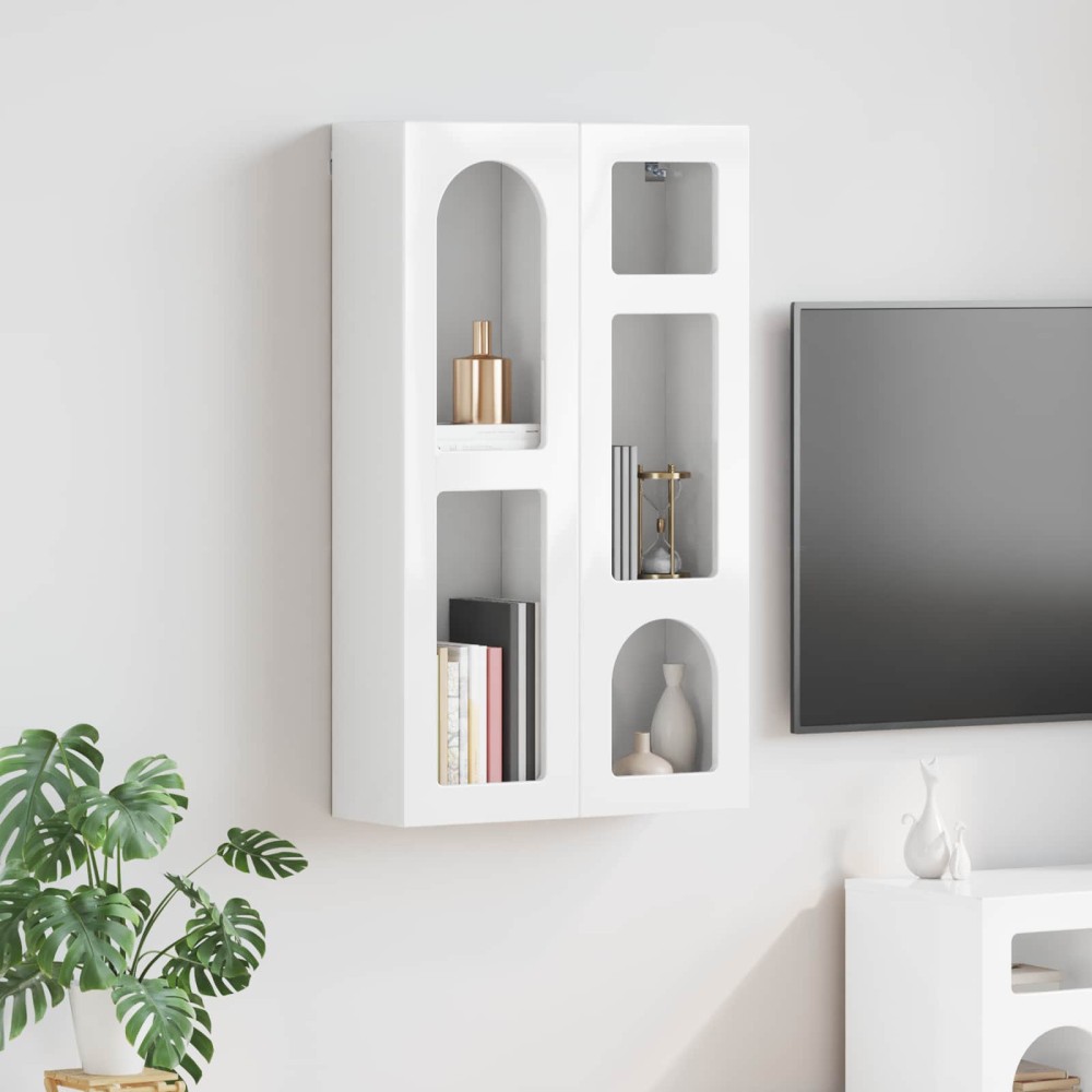 vidaXL Κρεμαστό ντουλάπι ELST Γυαλιστερό Λευκό 59 x 20 x 100 εκ