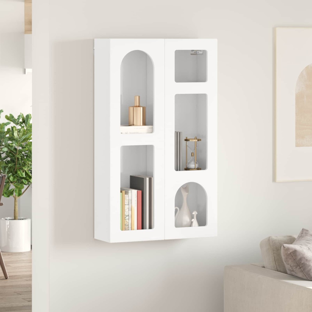 vidaXL Κρεμαστό ντουλάπι ELST Γυαλιστερό Λευκό 59 x 20 x 100 εκ