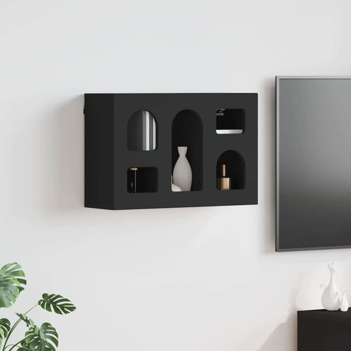 vidaXL Κρεμαστό ντουλάπι ELST Μαύρο 60 x 20 x 40 εκ Επεξεργασμένο Ξύλο