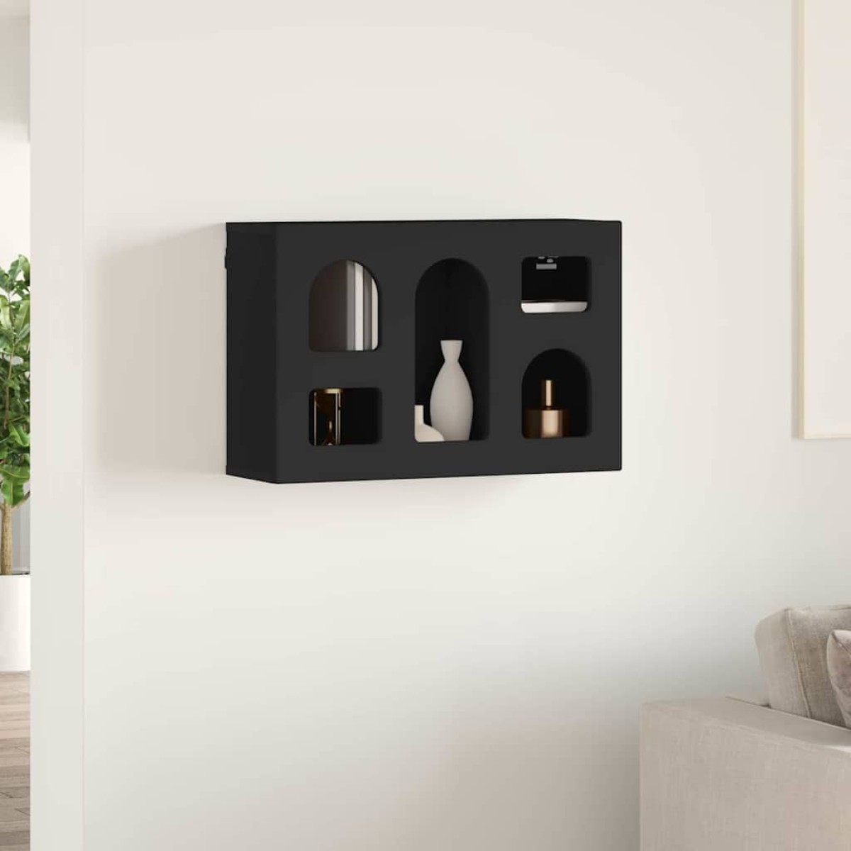 vidaXL Κρεμαστό ντουλάπι ELST Μαύρο 60 x 20 x 40 εκ Επεξεργασμένο Ξύλο