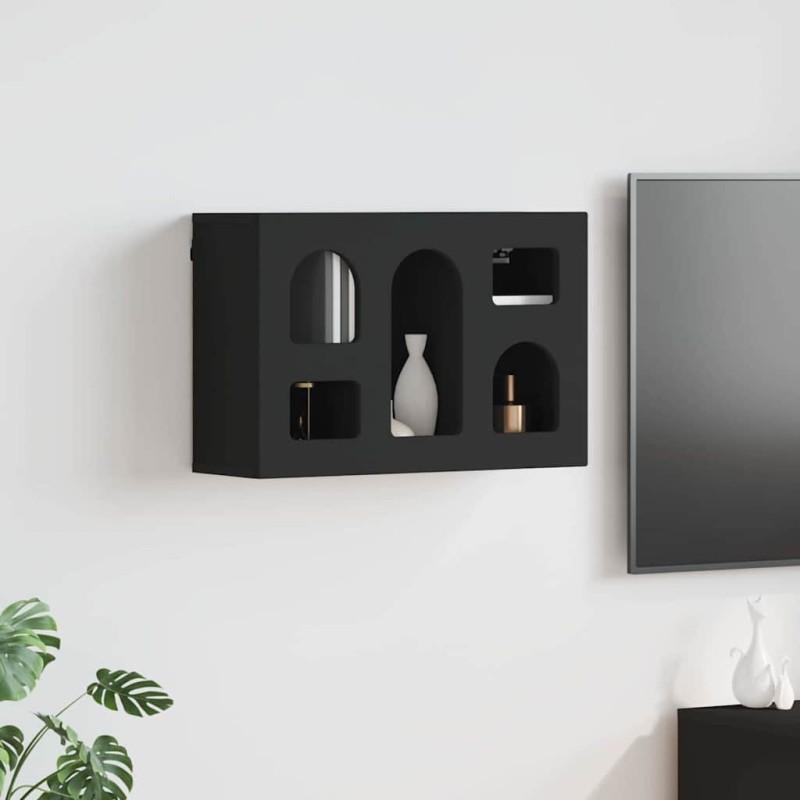 vidaXL Κρεμαστό ντουλάπι ELST Μαύρο 60 x 20 x 40 εκ Επεξεργασμένο Ξύλο